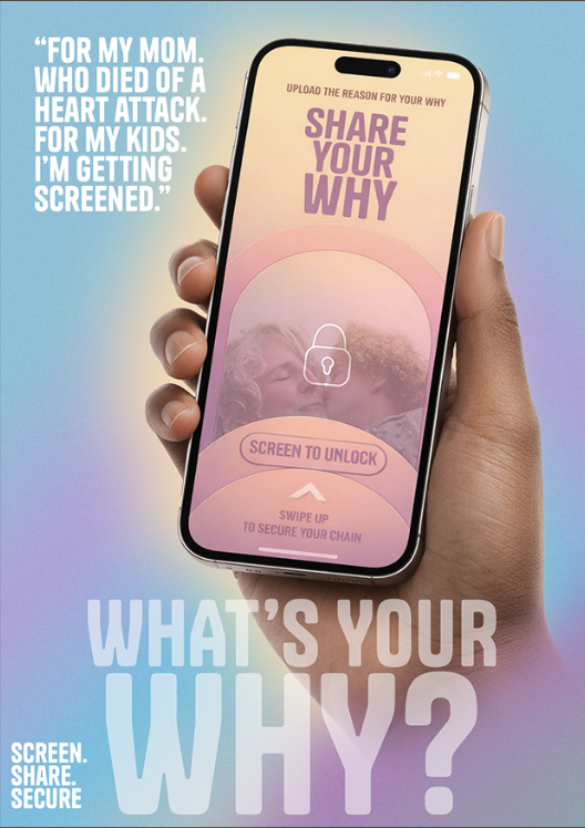 Heart Check Chain — app mockup screen to unlock
